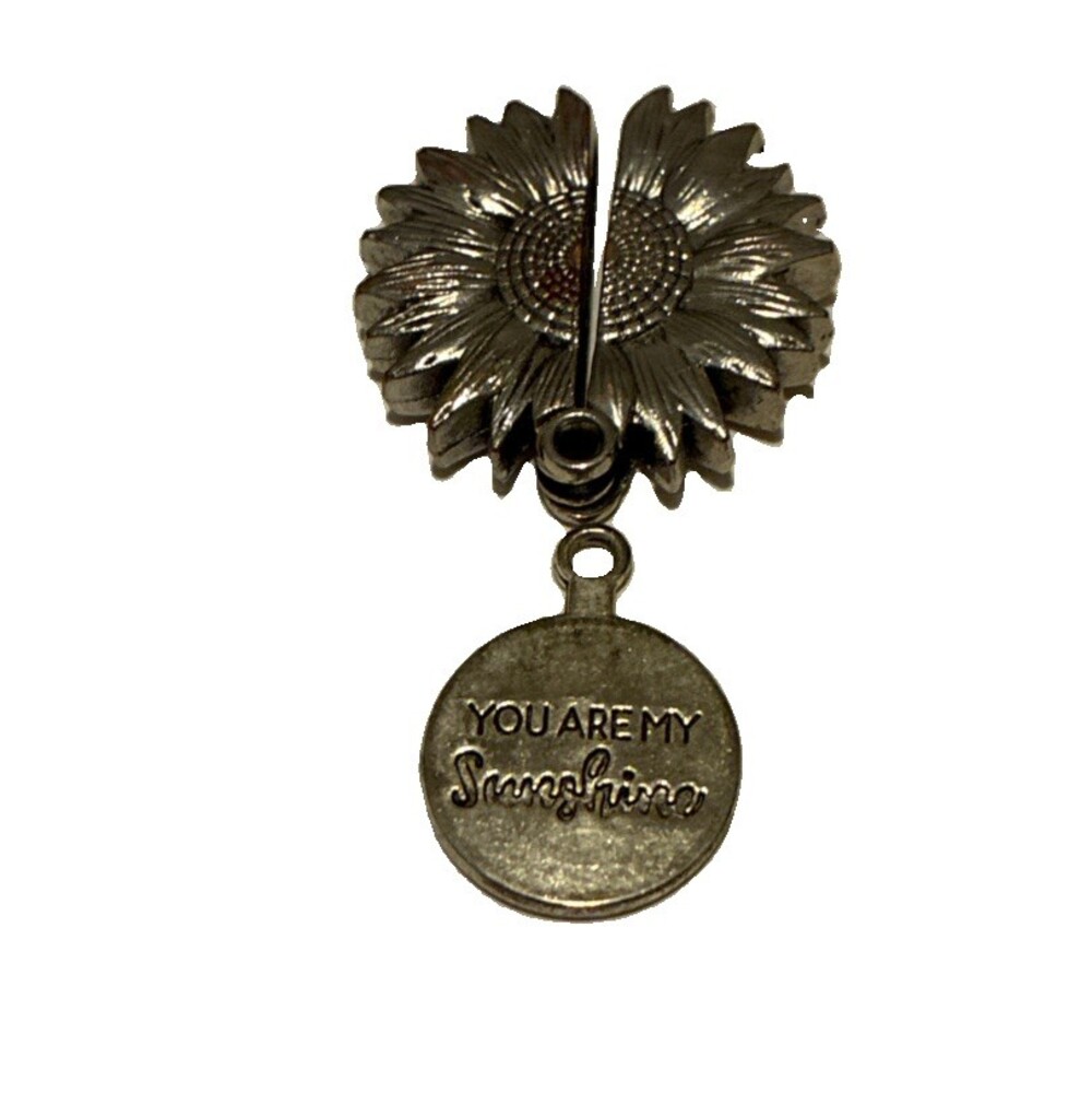 Silvertone Sunflower Your Are My Sunshine Loose Pendant